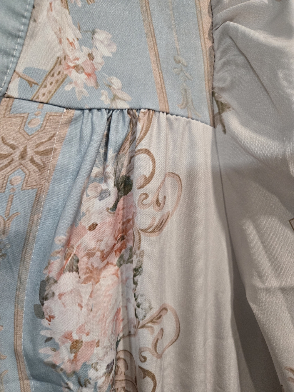 Light Blue Floral Maxi Dress Thin Fabric - Picture 2 of 2